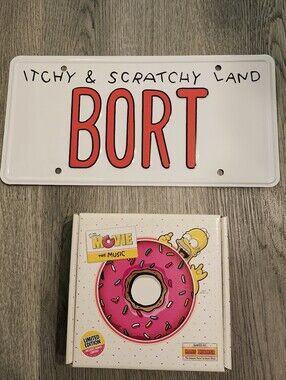 The Simpsons Movie Donut Soundtrack CD + BORT License Plate Collector Bundle